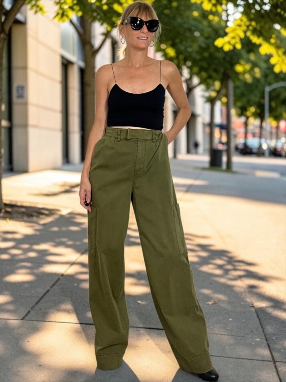 Anthropologie Pilcro Pleated Wide Leg Cargo Pant XST Tall Green